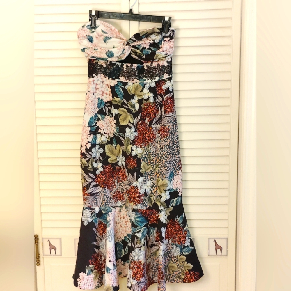 KEEPSAKE the Label Strapless Floral Dress - Black and Multicolor - Picture 5 of 9